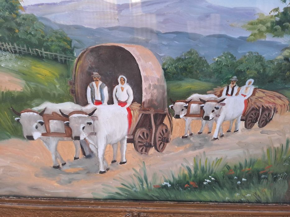 tablou vechi pictura pe lemn 82/62 cm reproducere I Dobosariu