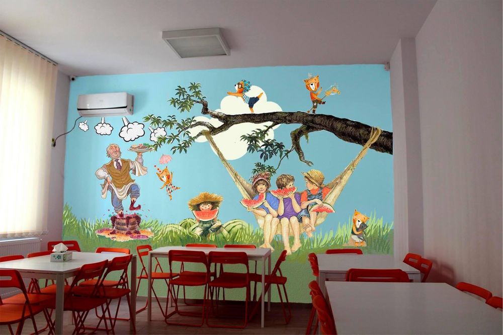 Pictura pe perete, pictura murala educativa pentru copii, camera copil