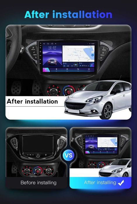 NAVIGATIE Android 14 Opel Corsa E 2014-2019 1/8 Gb Waze CarPlay CAMERA