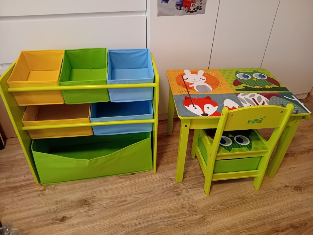 Комплект детски стол + бюро за рисуване+ шкаф за съхранение