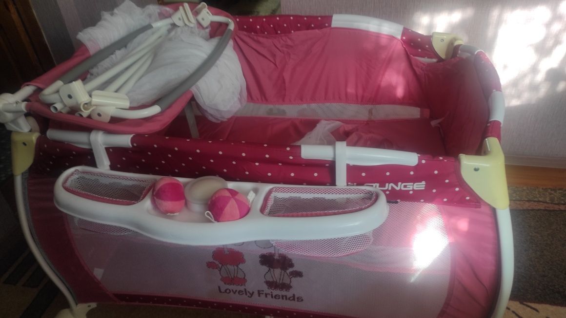 Продам детский кровать-манеж Lorelli iLounge 2 layer rocker розовый