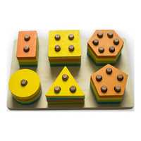 Joc din lemn educativ Montessori, forme si culori