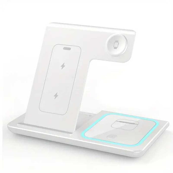 All-in-One 3-în-1 Stand Încărcător Wireless Pliabil – Fast Charging