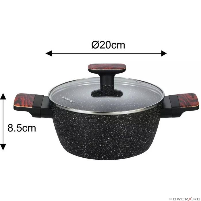 Set oale si tigai, 12 bucati, acoperit antiaderent, negru cu manere