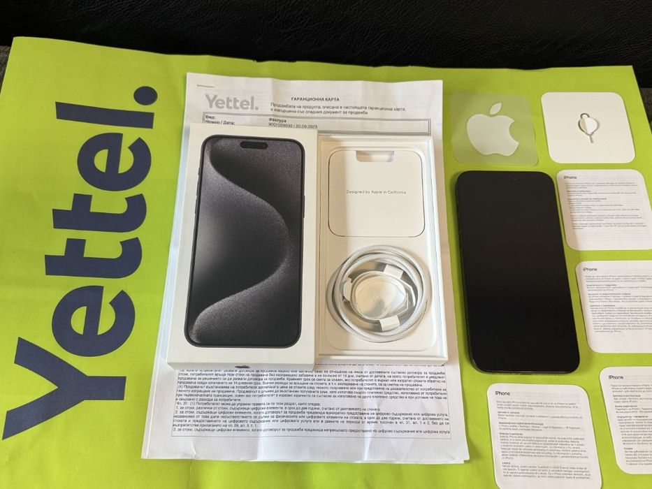КАТО НОВ 256GB iPhone 15 Pro Max Yettel Гаранция 2026 Black / Черен