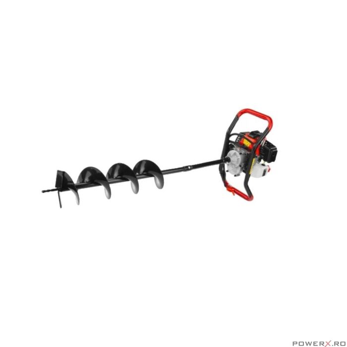 Motoburghiu de pamant pe benzina cu 3 burghie, motor in 2 timpi, 6 CP,