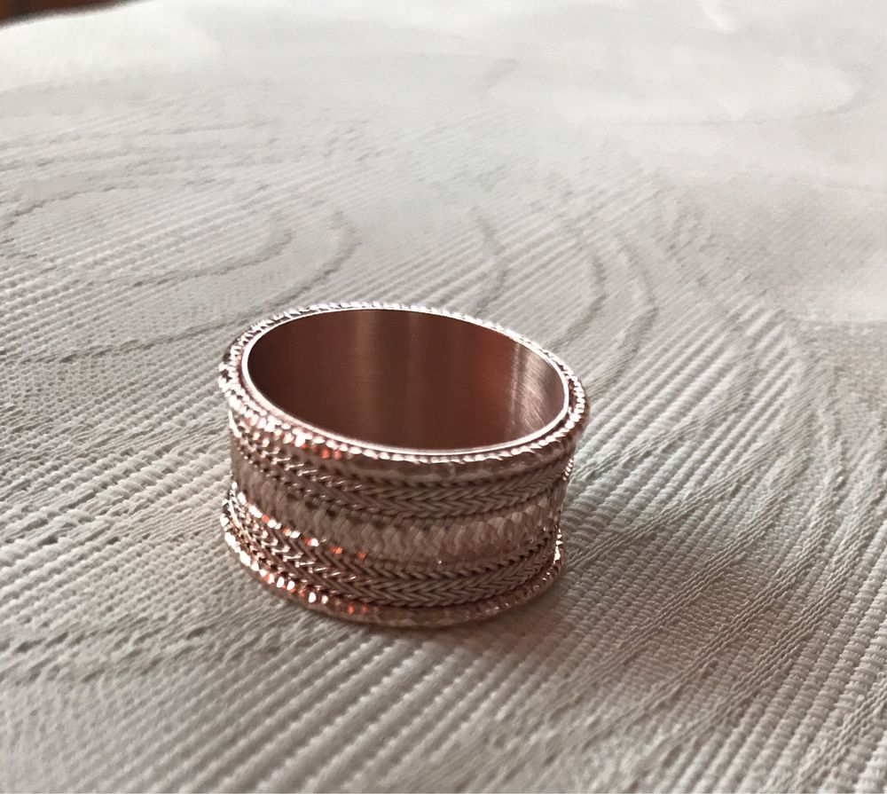 Сребърен пръстен с розова позлата Oxette 54 размер НОВ