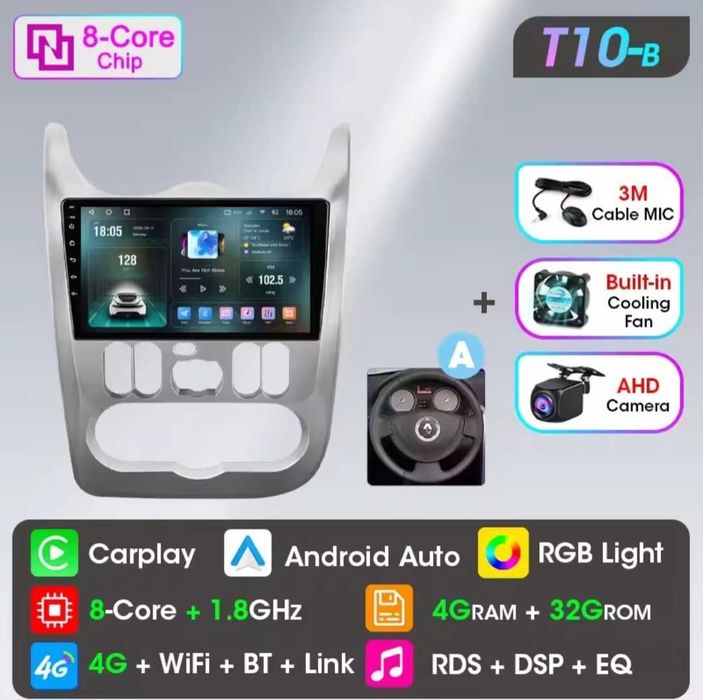 Navigatie procesor 8core, 4Gb ram, 32gb dacia, bmw,audi, merces, vw...
