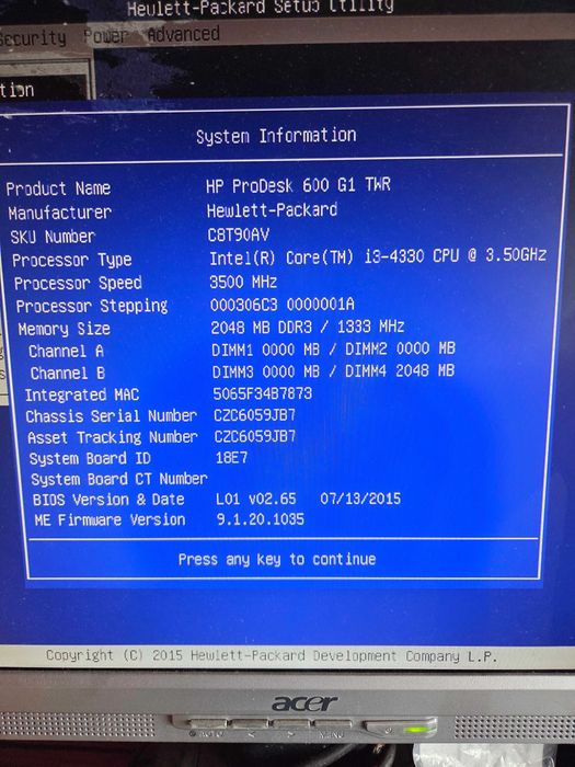 placa de baza HP Prodesk 600G1 - cu procesor I3, sursa si 2 gb ram