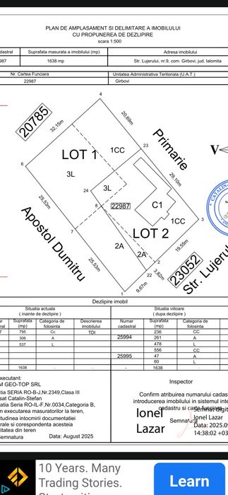 Teren intravilan Garbovi-Urziceni