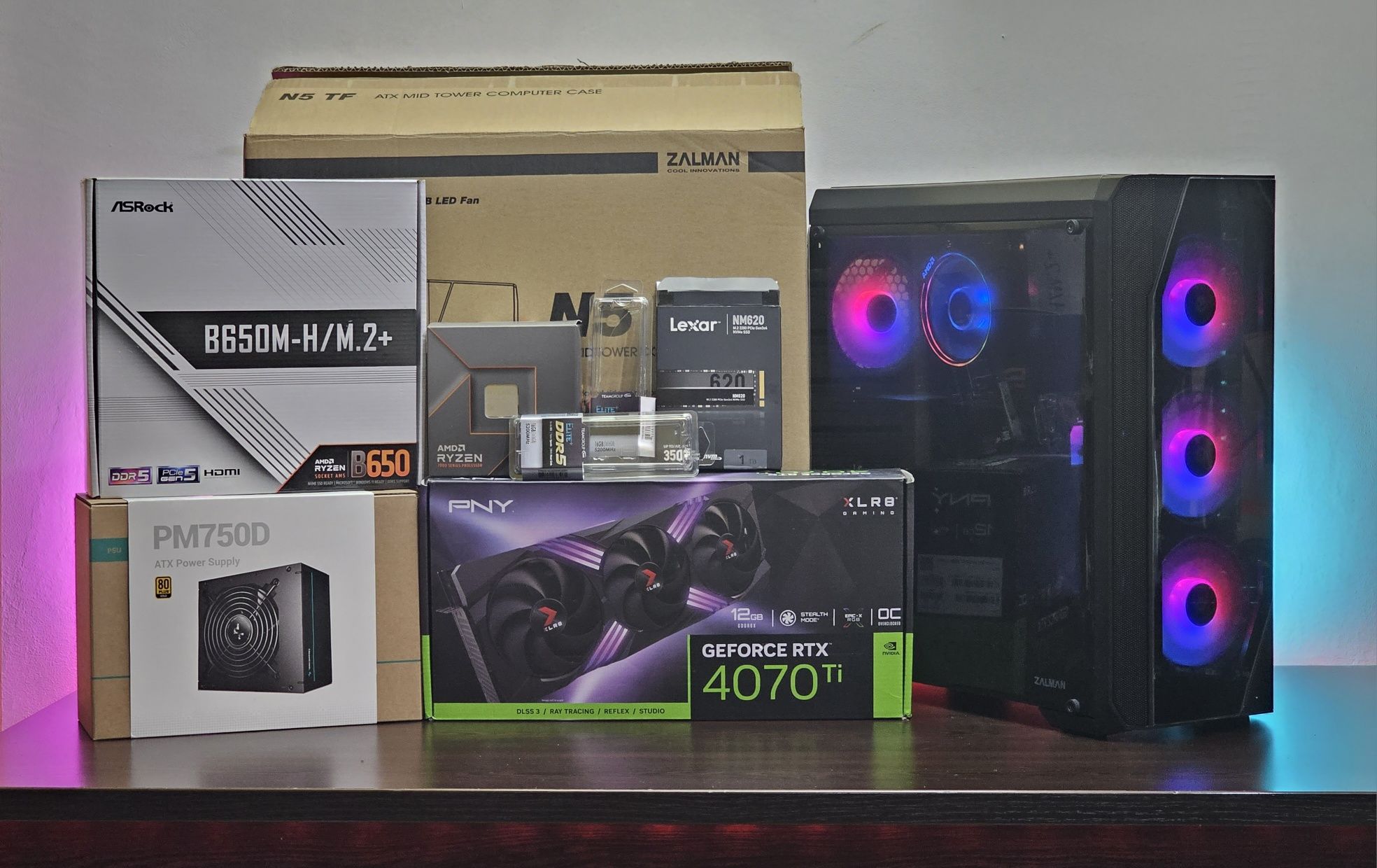 Ryzen 7-7700/RTX 4070Ti/RAM 32GB DDR5/SSD 1TB/Чисто Нов+Гаранция!