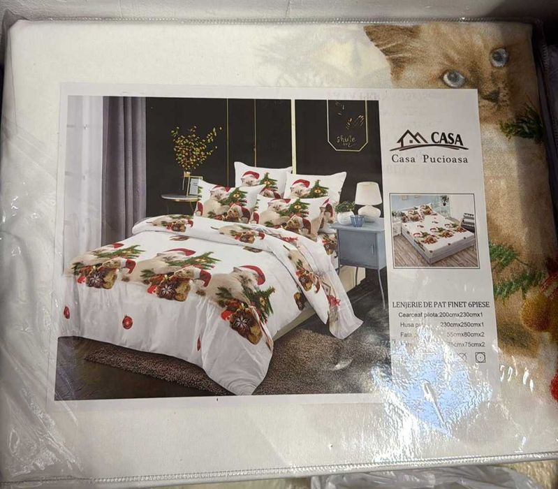 Lenjerie de Pat Bumbac Finet – 6 Piese (Craciun)