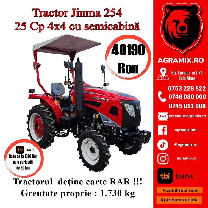 Tractor nou marca JINMA 25CP cu CIV nou Agramix