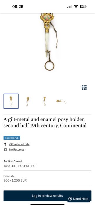 Rar! Porte Bouquet Secolul 19 Tussie Mussie Sidef bronz dore vechi