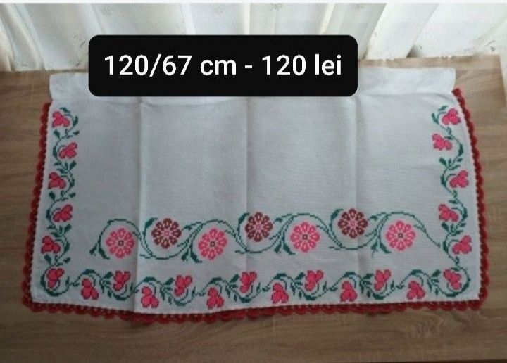 Draperii vintage cusute manual pe etamină