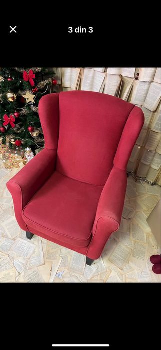 Fotoliu tapitat rosu Naturlich