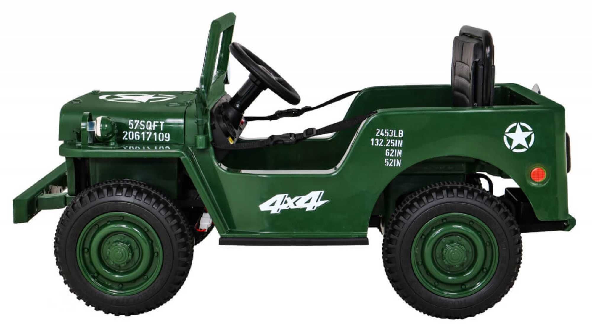 Masinuta electrica copii 1-6 ani Jeep Military 4x4 , Roti Moi Verde