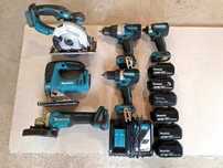 Комплект MAKITA 18V от 6 машини + зарядно + батерии