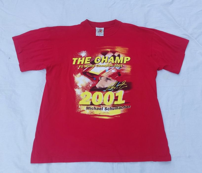 Tricou The Champ Michael Schumacher 2001 F1 World Champion 100 % bumba