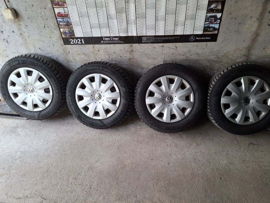 Зимни гуми Semperit 195/65/15" на метални джанти 5×112/15"+тасове