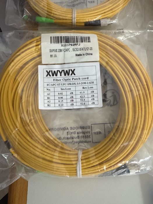 Cablu Patch Fibra Optica 20m XWYWX SM SX/DX LSZH 3.0mm / SC ST LC FC