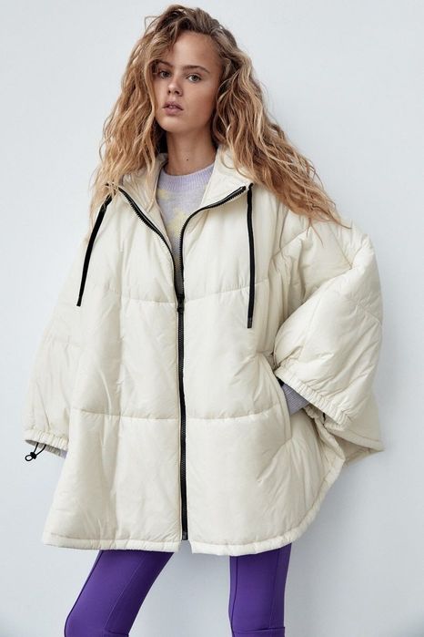 Зимно шушляк пончо Zara, бяло Размер С, М