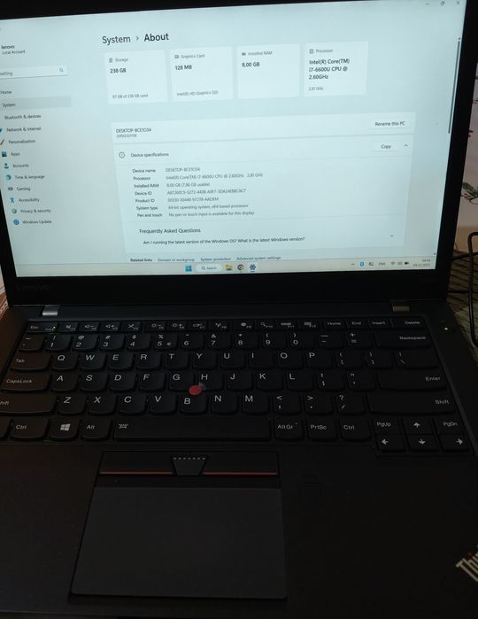 Laptop i7-6600u 8 gm RAM  Nou!