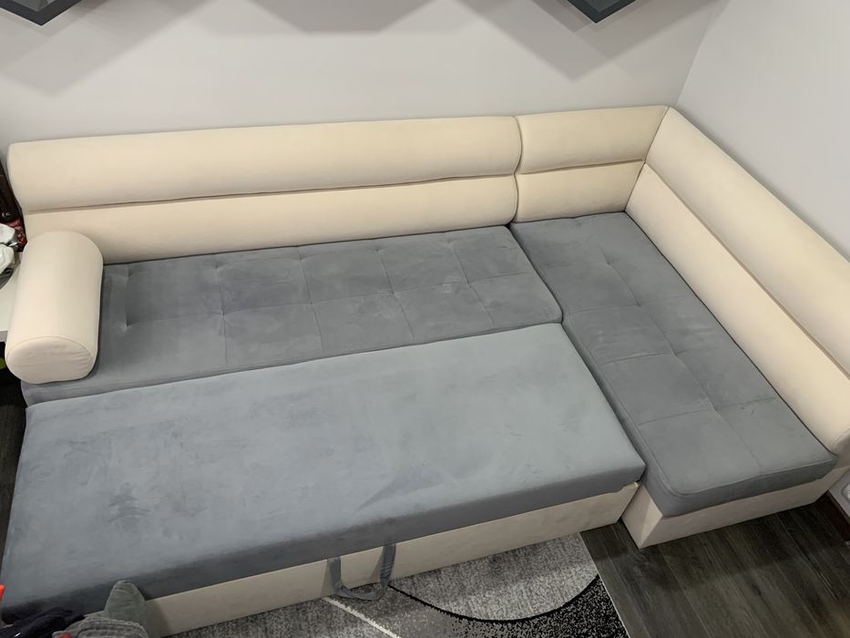 Ъглов Сив Диван С Опция Сън