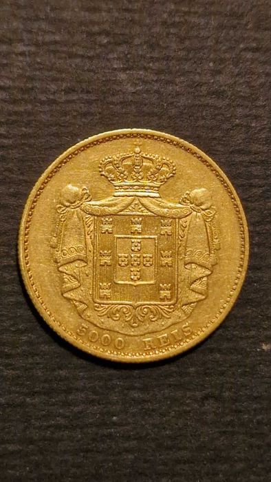 Златна Монета 5000 Рейес Португалия Луиш I   1868