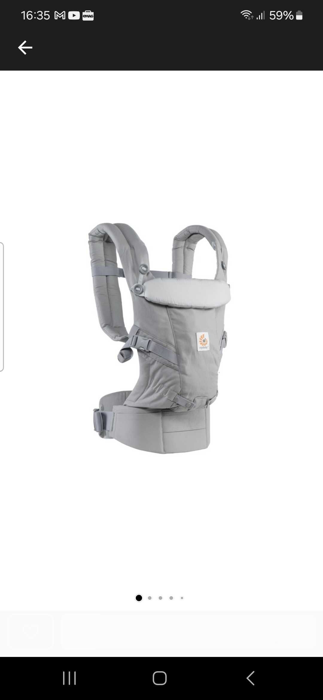 Marsupiu Ergobaby Original Adapt Grey - pana la 20 kg