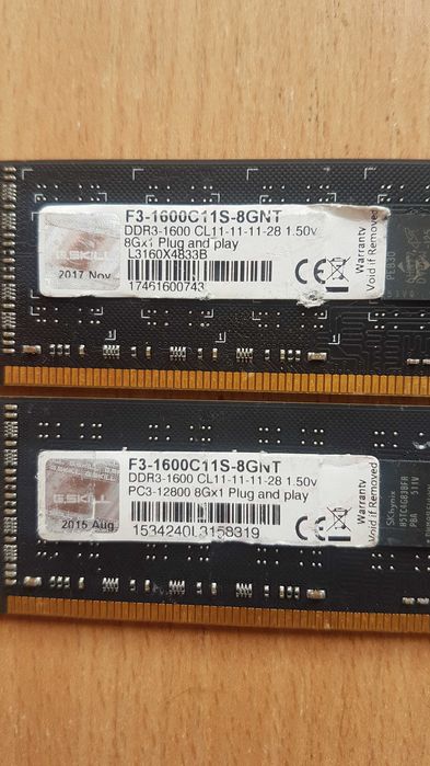 Memorie pc 2x8 gb total 16 gb  1600 mhz