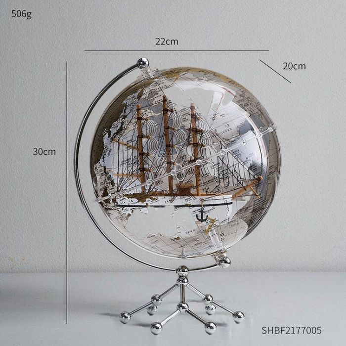 Глобус вращающийся с кораблём и подсветкой