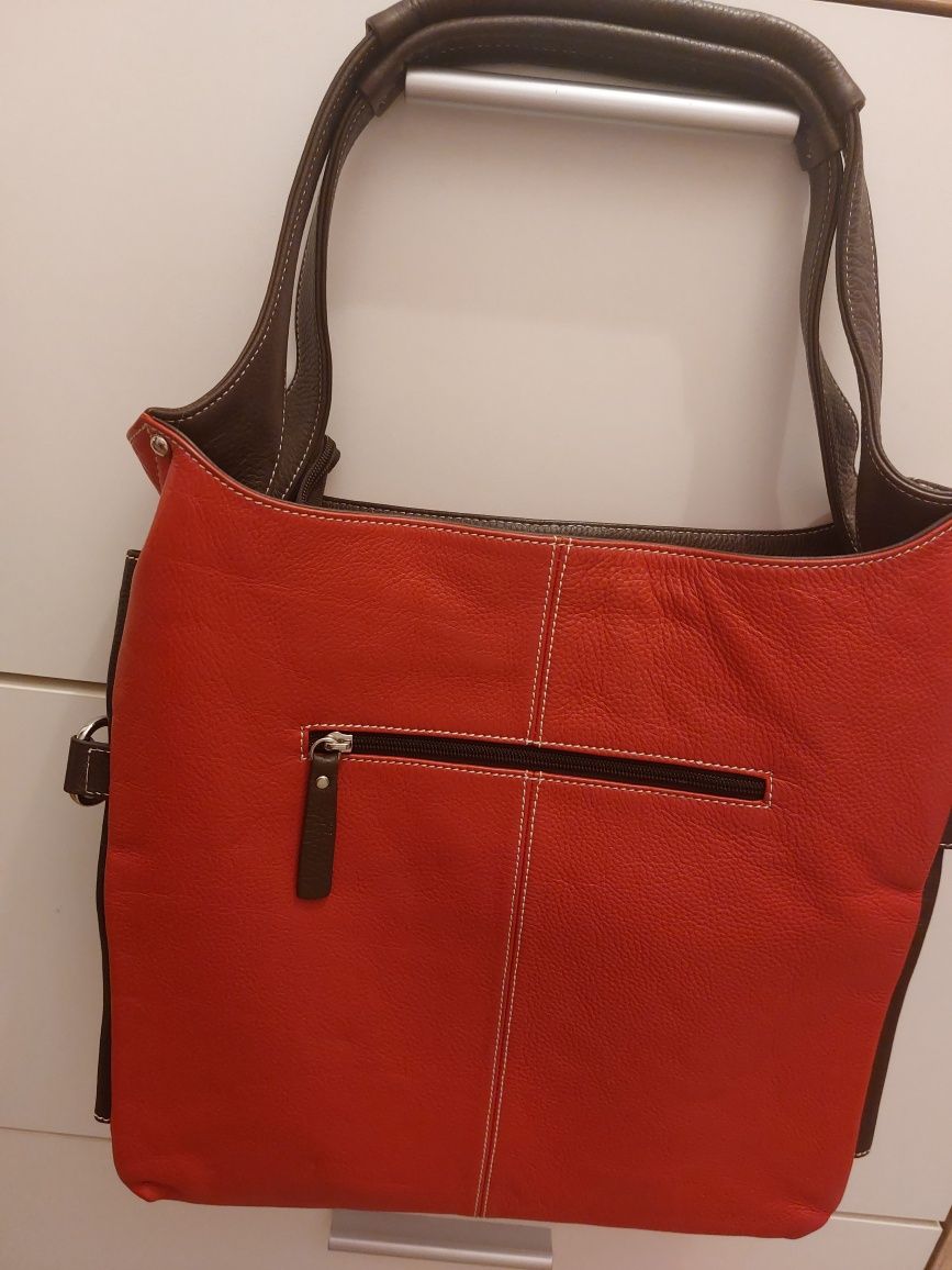 Geanta mare caramizie piele