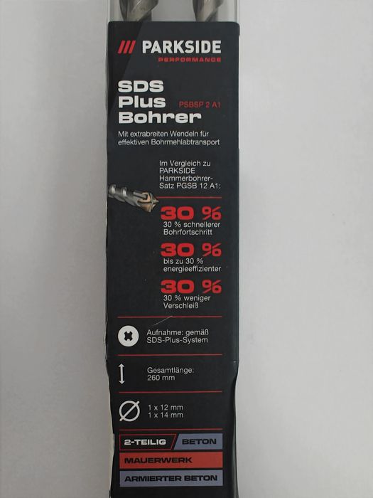 Set 2 burghie premium PARKSIDE PERFORMANCE 260 MM sds plus  beton