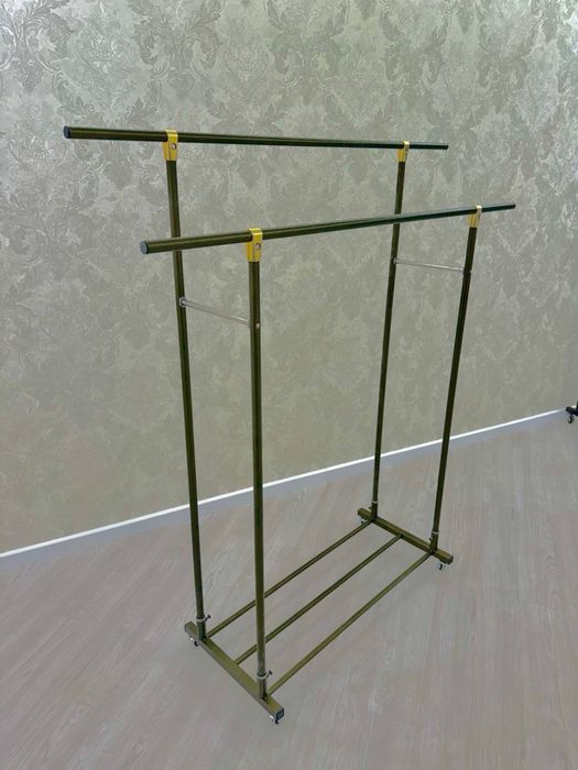 вешалка металлическая напольная 1.75×1.50 м (серый/золотой)