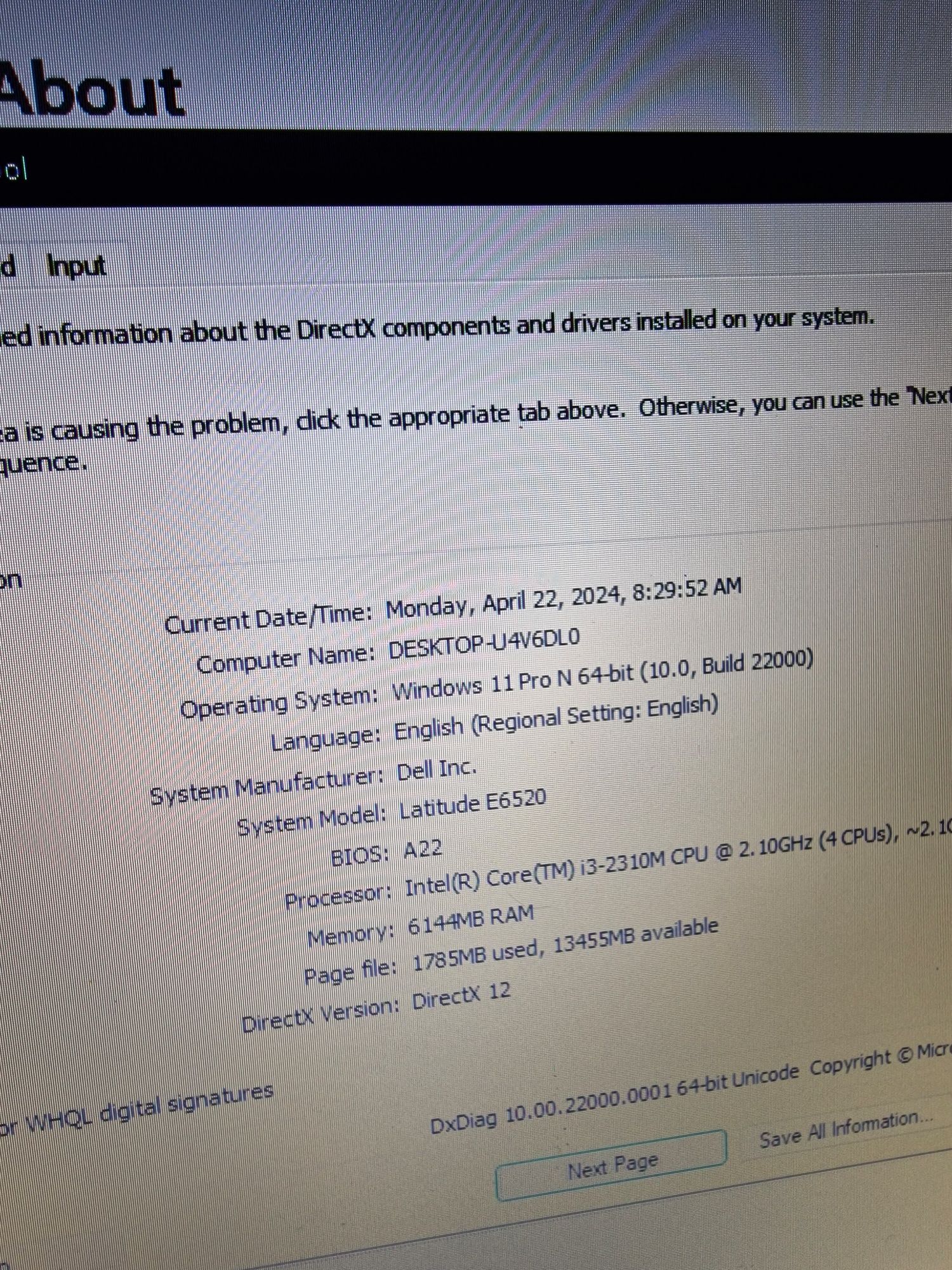 Laptop Dell 15.6" intel i3 6Gb Ram 320Gb baterie 1~2ore