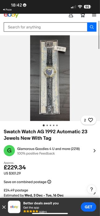 Swatch Watch Nachtigall sak104 37mm AG 1992 Automatic 23 Jewels