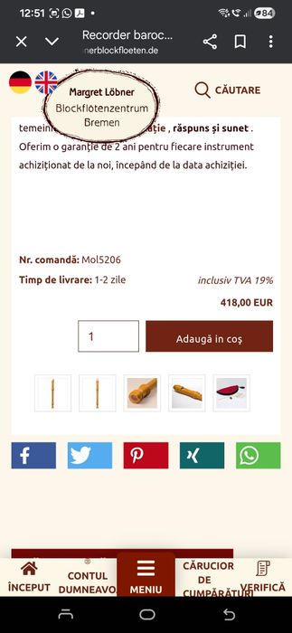 Flaut Mollenhauer 5206 Denner  Birnbaum