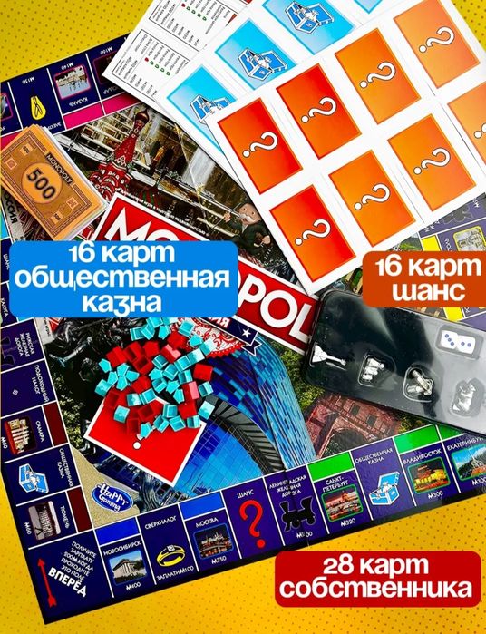 Монополия Россия с металическими фишками. Доставка 24/7