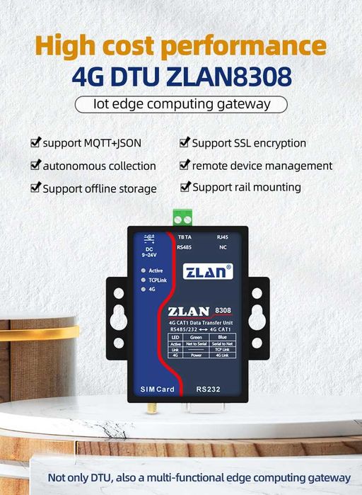 ZLAN8308 4GDTU module CAT1 Transparent transmission 232/485 to 4G