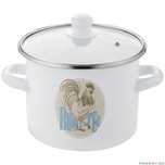 Oala din otel emailat alb, cu capac termorezistent, 18cm, 3L, Kogut,
