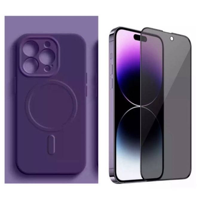 Iphone 14/15/PRO/MAX/PLUS Husa Silic Incarcare Wireles si Folie Sticla