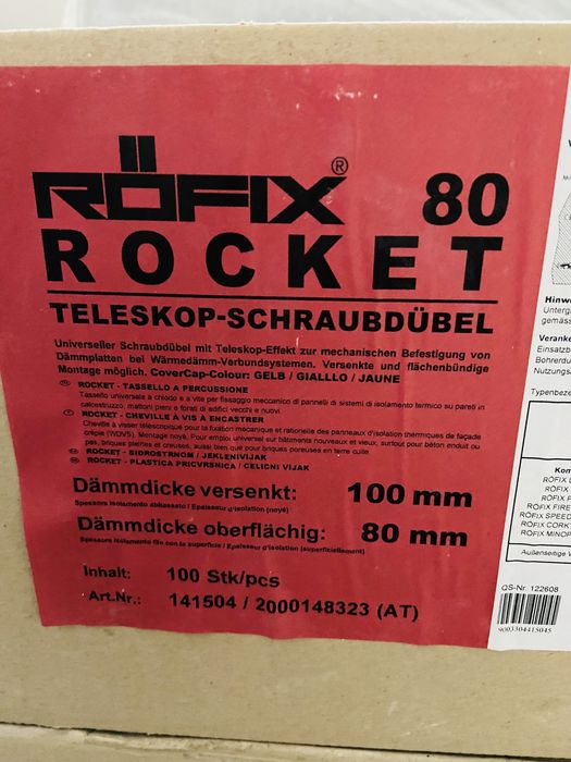Рьофикс дюбел за изолация rocket 80 100 mm