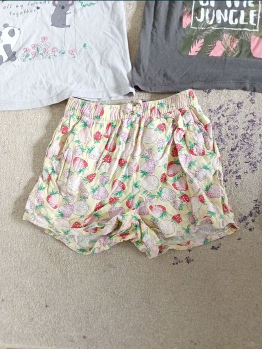 set lot fete fata tricouri pantaloni scurti vara 122 128 6 7 8 ani h&m