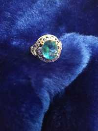 Inel din argint Blue Moon, marcat pe interior, mărimea 7