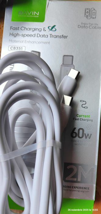 Cablu 60w mufă tip C ambele capete