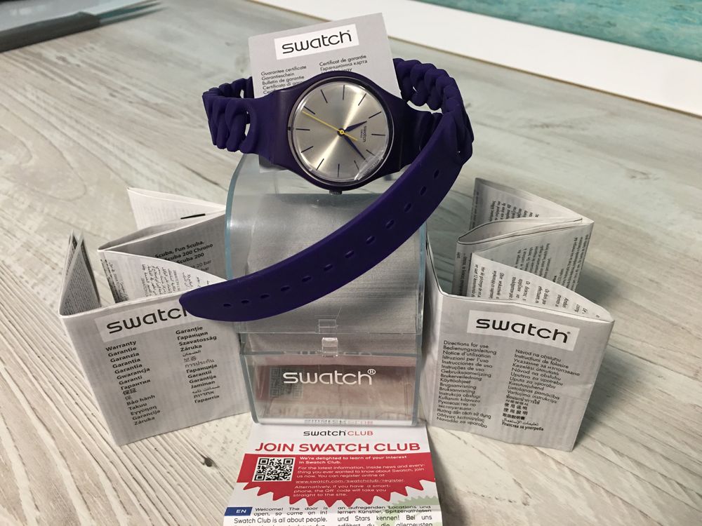 Ceas dama SWATCH nou, GV127, mov, rezistent la apa (transport gratuit)