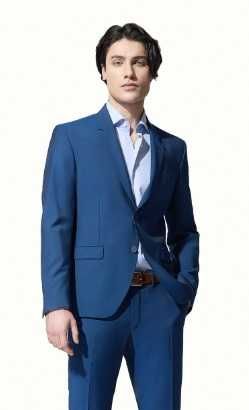 Sacou blazer slim 52 XL premium Club Of Gents lana moale albastru roya