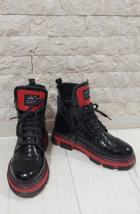 Боти от естествена кожа-лачена-37 номер