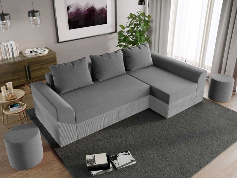 Coltar Extensibil Cali Catifea / Reiat Gri Deschis